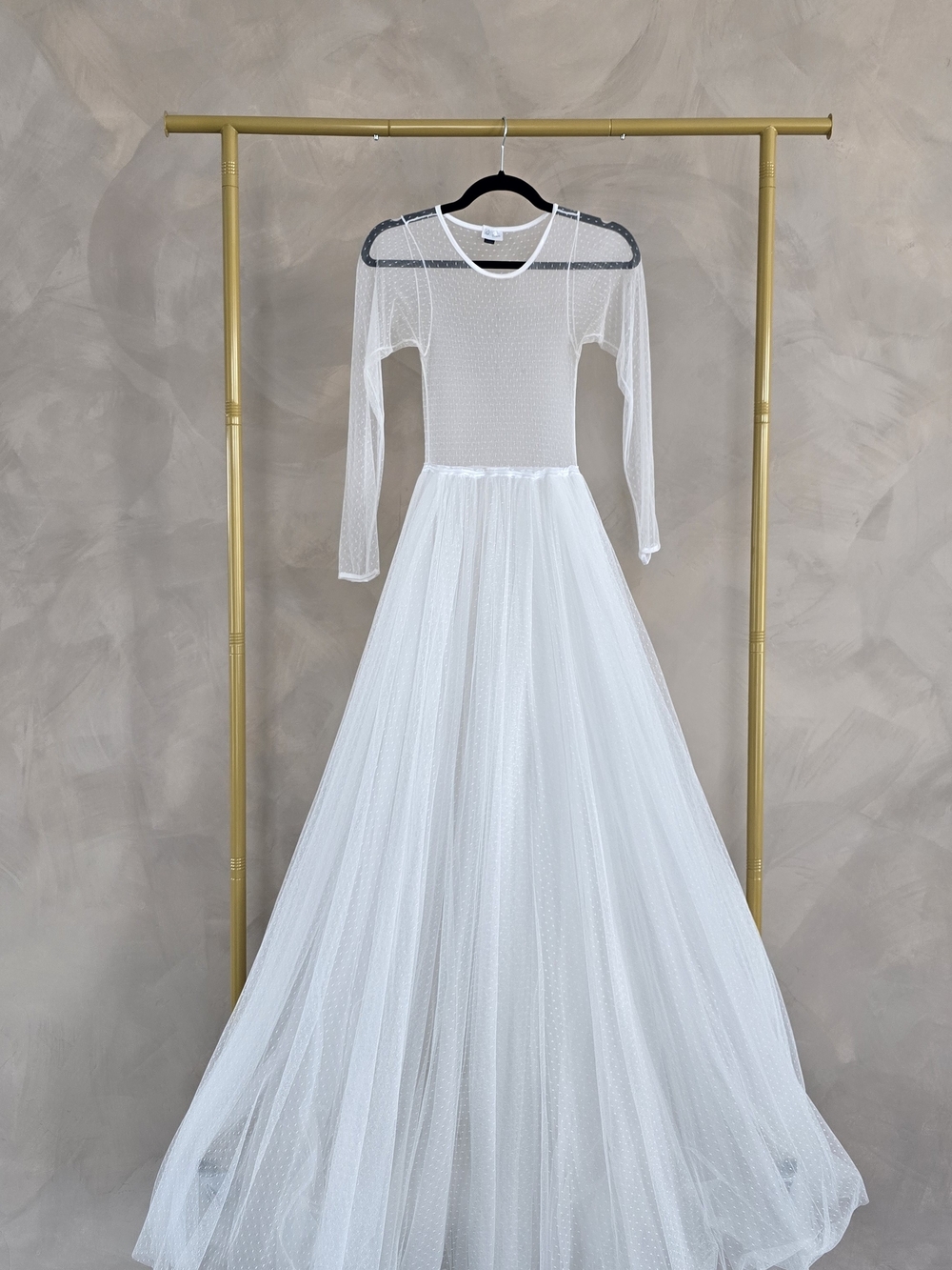 White Sheer Tulle Wedding Dress for Women - Picture 3 of 6